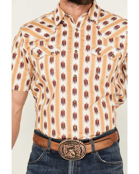 Image #3 - Cody James Men's Saint Abstract Striped Short Sleeve Snap Western Shirt , Ivory, hi-res