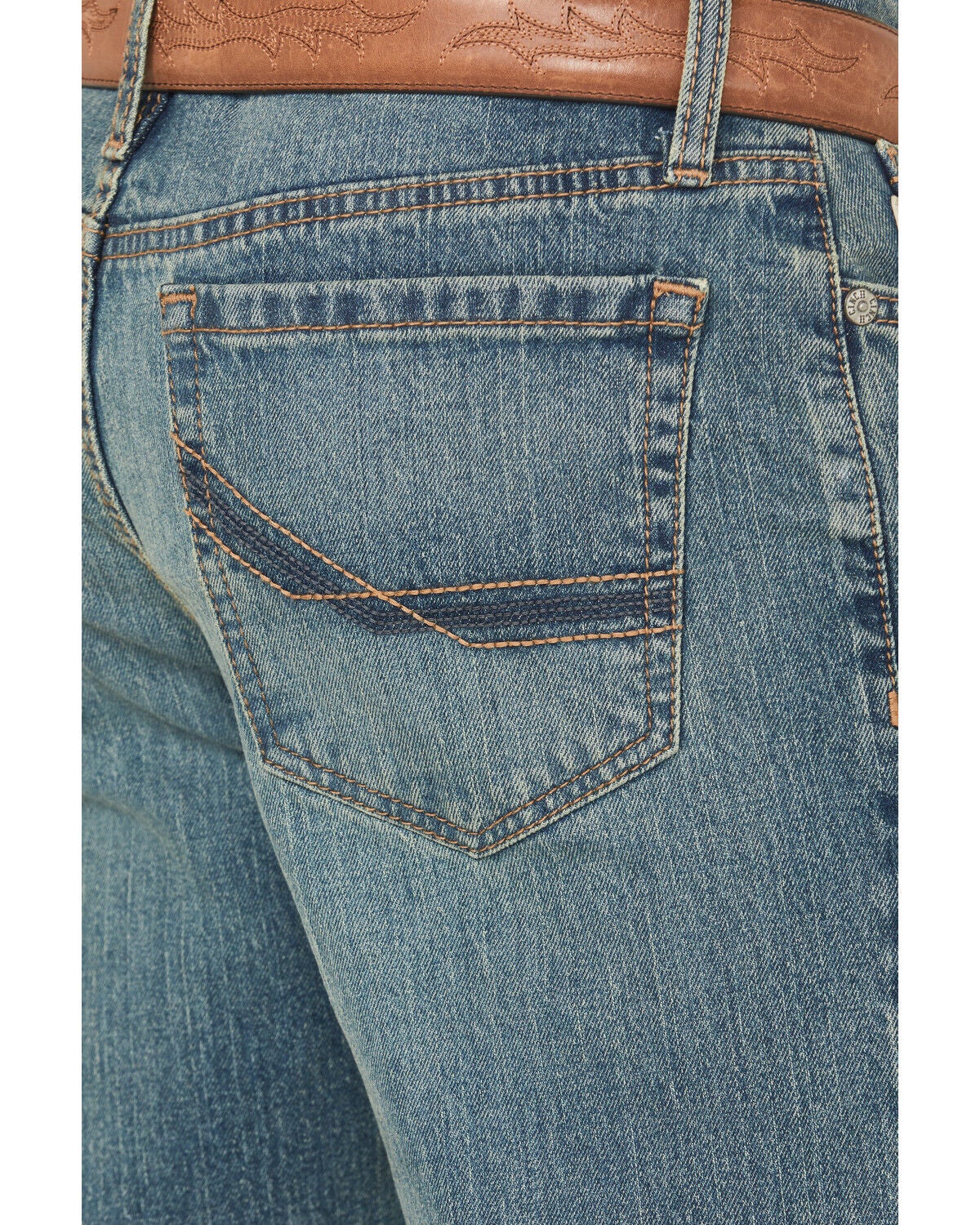 Image #4 - Cinch Men's Grant Medium Wash Relaxed Bootcut Performance Stretch Denim Jeans, Medium Wash, hi-res