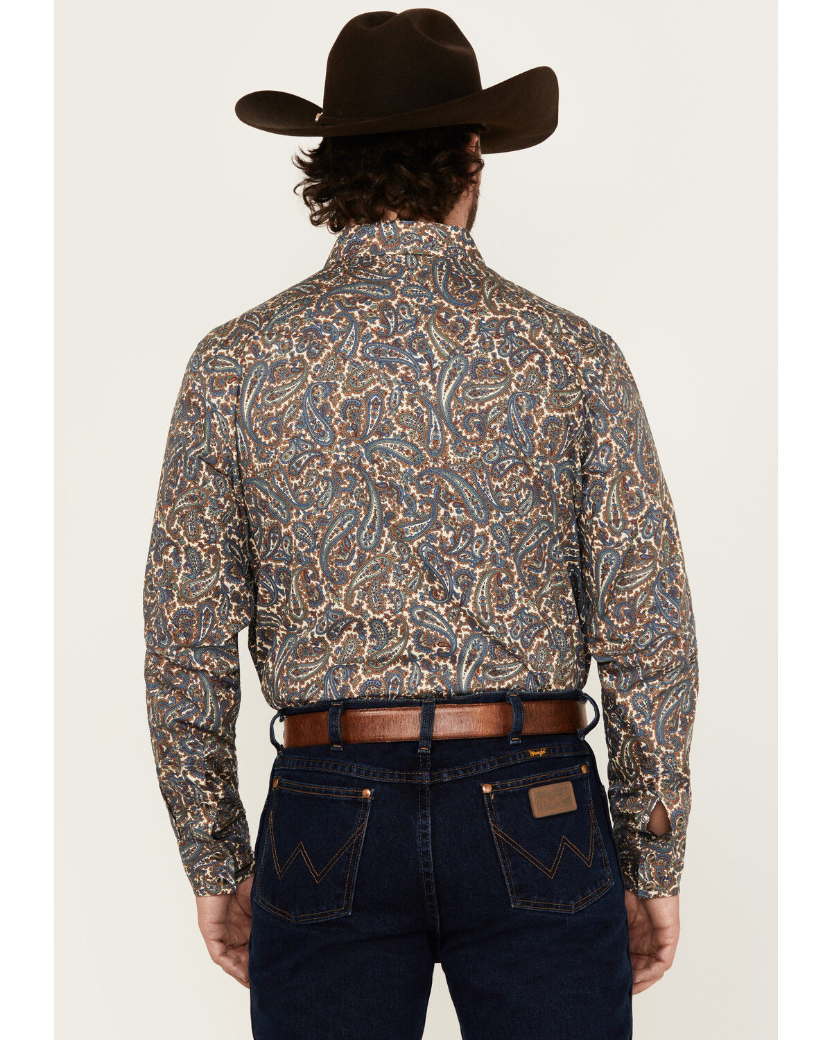 Image #4 - Cody James Men's Madera Paisley Print Long Sleeve Snap Western Shirt, Blue, hi-res