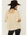 Image #4 - Band Of The Free Women's Solid Short Sleeve Ruffle Blouse, Sand, hi-res