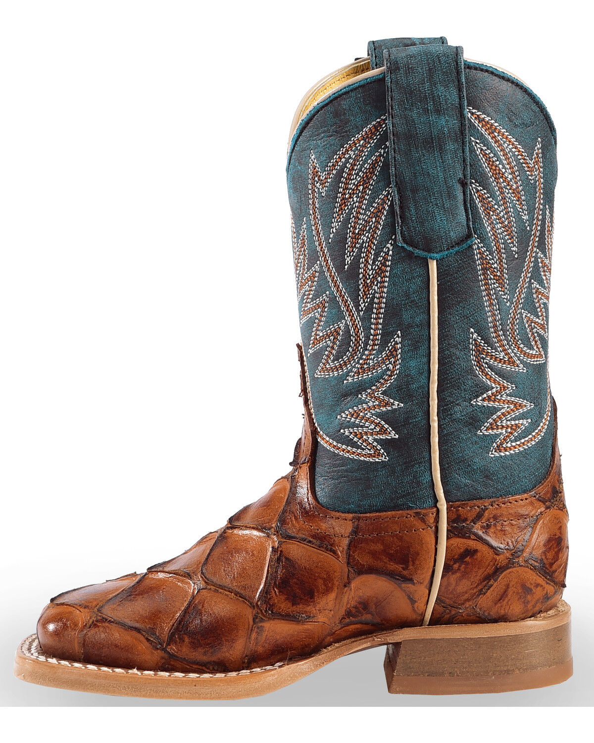 Image #3 - Horse Power Boys' Seas the Day Fish Print Boots - Square Toe, Cognac, hi-res