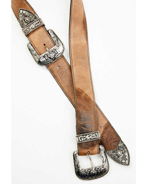 Image #4 - Idyllwind Women's Outlaw Western Double Buckle Belt, Brown, hi-res