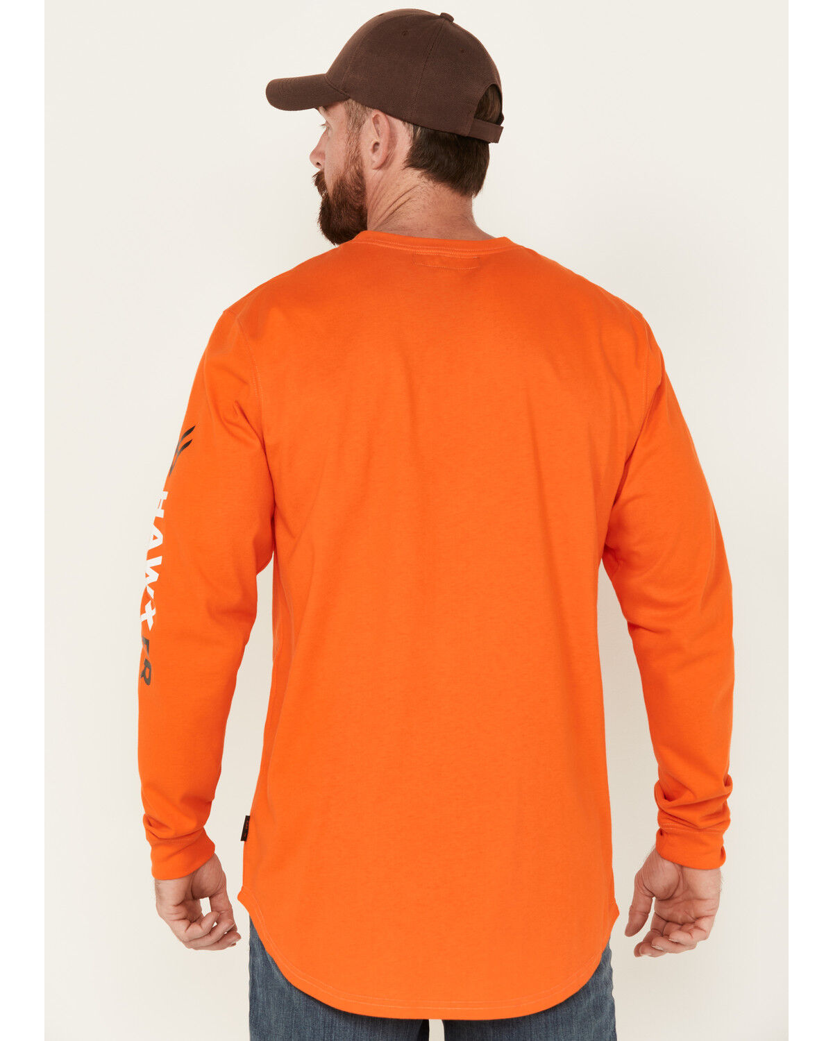 Image #4 - Hawx Men's FR Logo Long Sleeve Work T-Shirt , Orange, hi-res