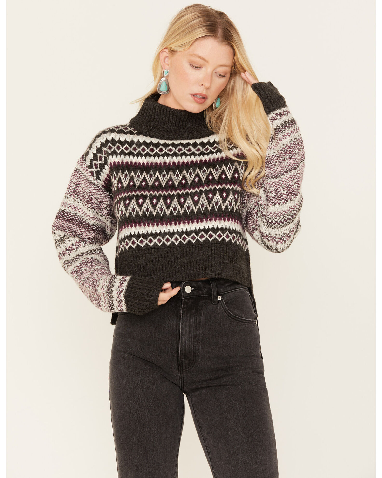 Fair isle on sale cropped sweater