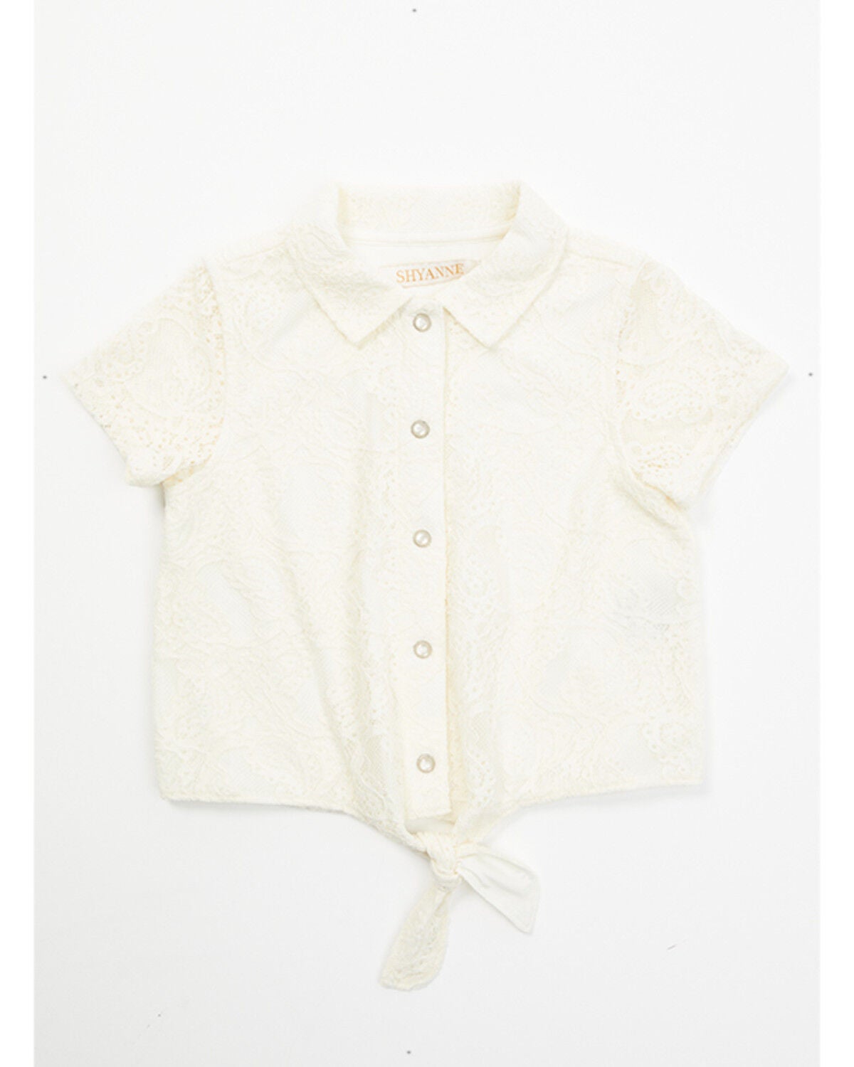 Shyanne Toddler Girls' Aspen Lace Button-Down Tie Front Top, Off White, hi-res