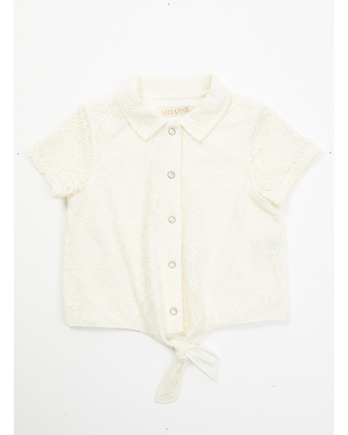 Image #1 - Shyanne Toddler Girls' Aspen Lace Button-Down Tie Front Top, Off White, hi-res