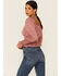 Image #4 - Sadie & Sage Women's Rachel Smocked Long Sleeve Top , Mauve, hi-res