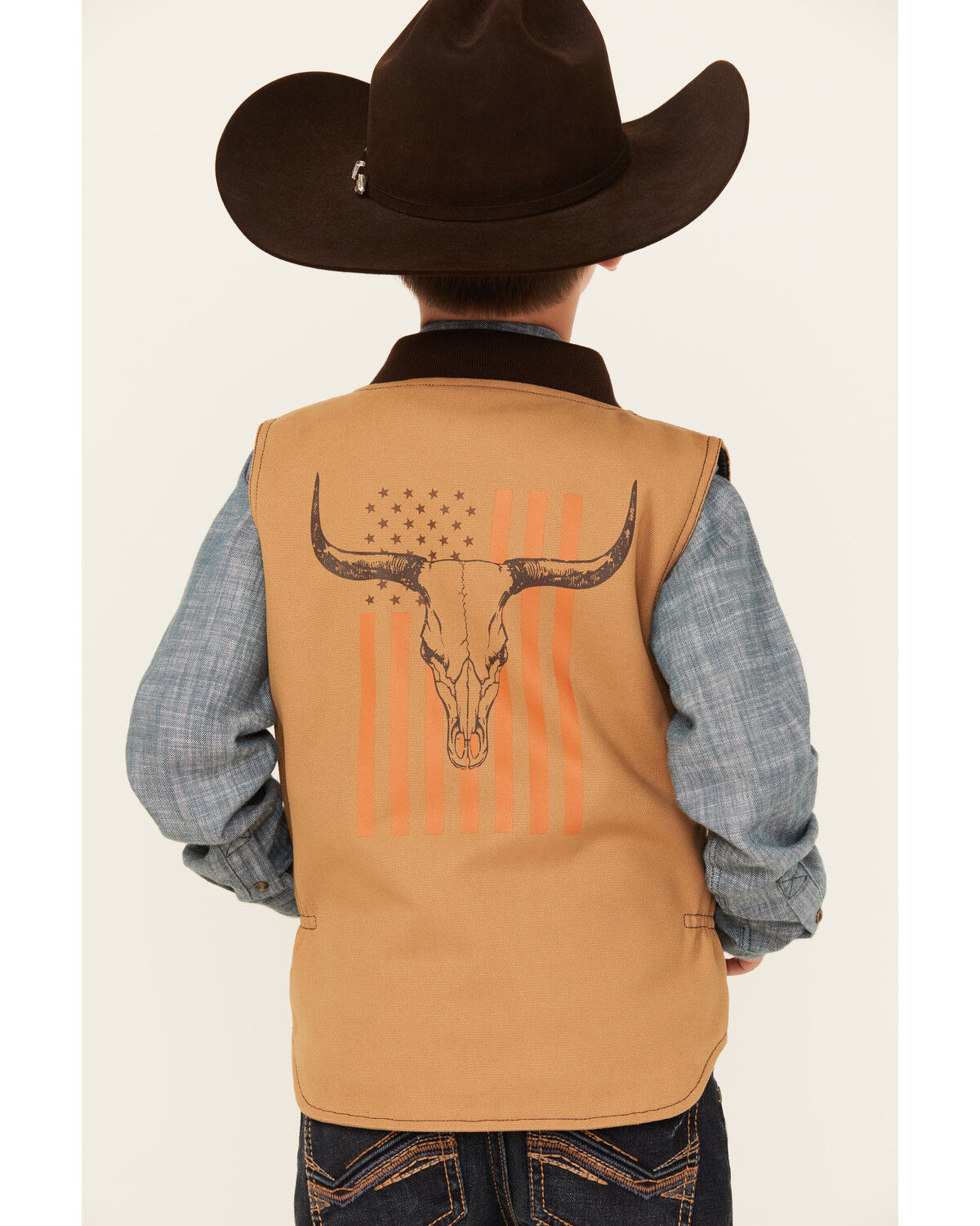 Image #4 - Cowboy Hardware Boys' Flag Skull Canvas Vest, , hi-res