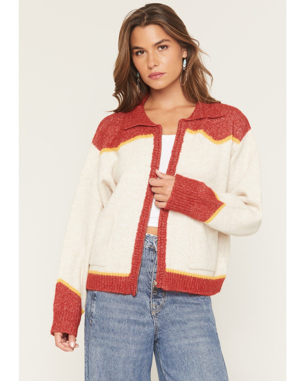 Image #1 - Bailey Rose Women's Cowboy Sweater, Oatmeal, hi-res