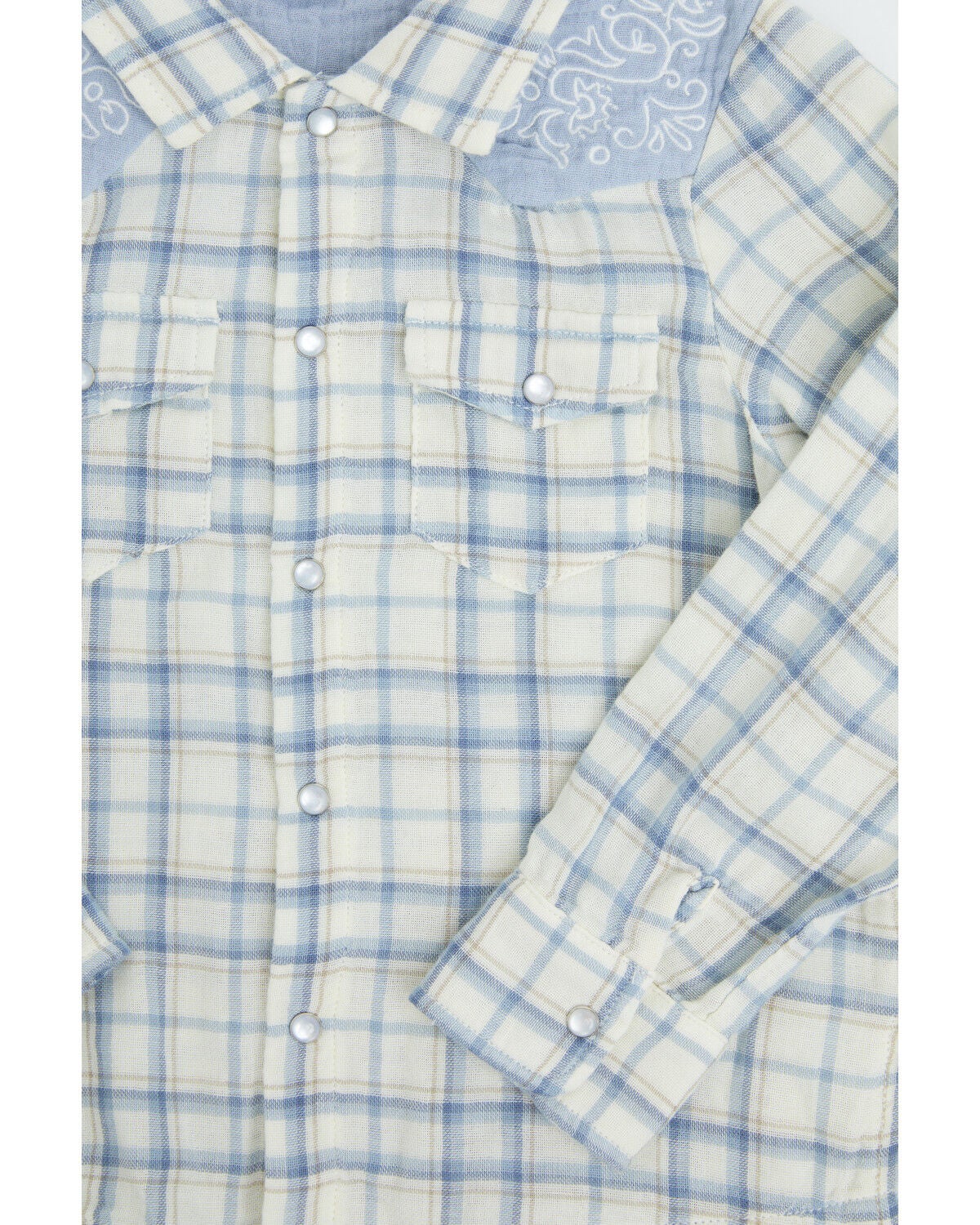 Image #2 - Angel Dear Toddler Boys' Plaid Print Long Sleeve Pearl Snap Western Shirt, Blue, hi-res