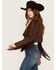 Image #2 - Shyanne Women's Open Front Faux Suede Fringe Jacket , Dark Brown, hi-res