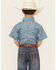 Image #4 - Cowboy Hardware Boys' Branding Iron Short Sleeve Snap Western Shirt, Blue, hi-res