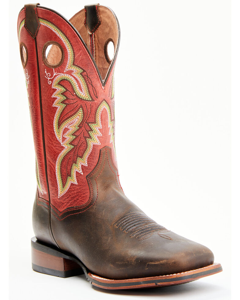 Dan Post Men's Leon Red Top Western Boots - Broad Square Toe, Red, hi-res
