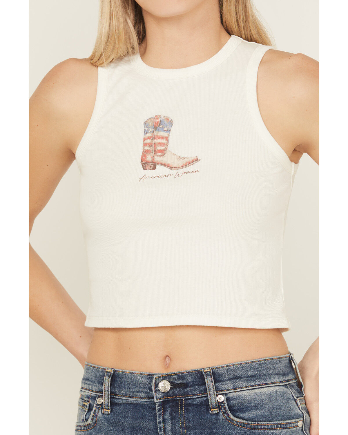 Image #3 - Originality Women's American Women Graphic Tank, White, hi-res
