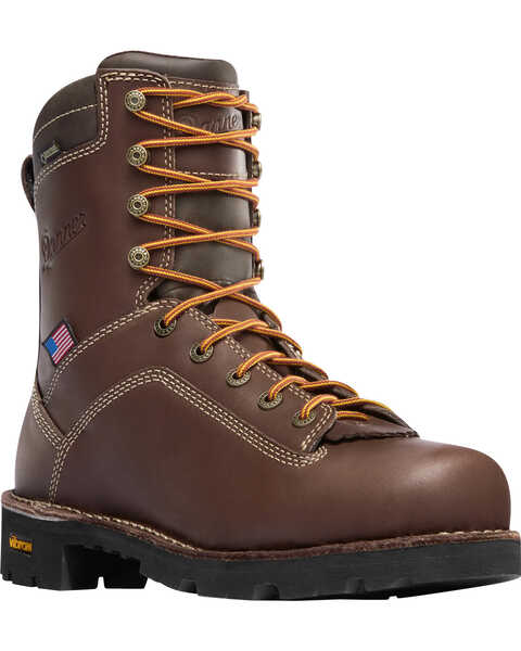 Image #1 - Danner Men's Quarry USA 8" Work Boots - Alloy Toe , Brown, hi-res