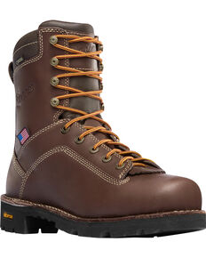 Danner Men's Brown Quarry USA 8" Work Boots - Alloy Toe , Brown, hi-res