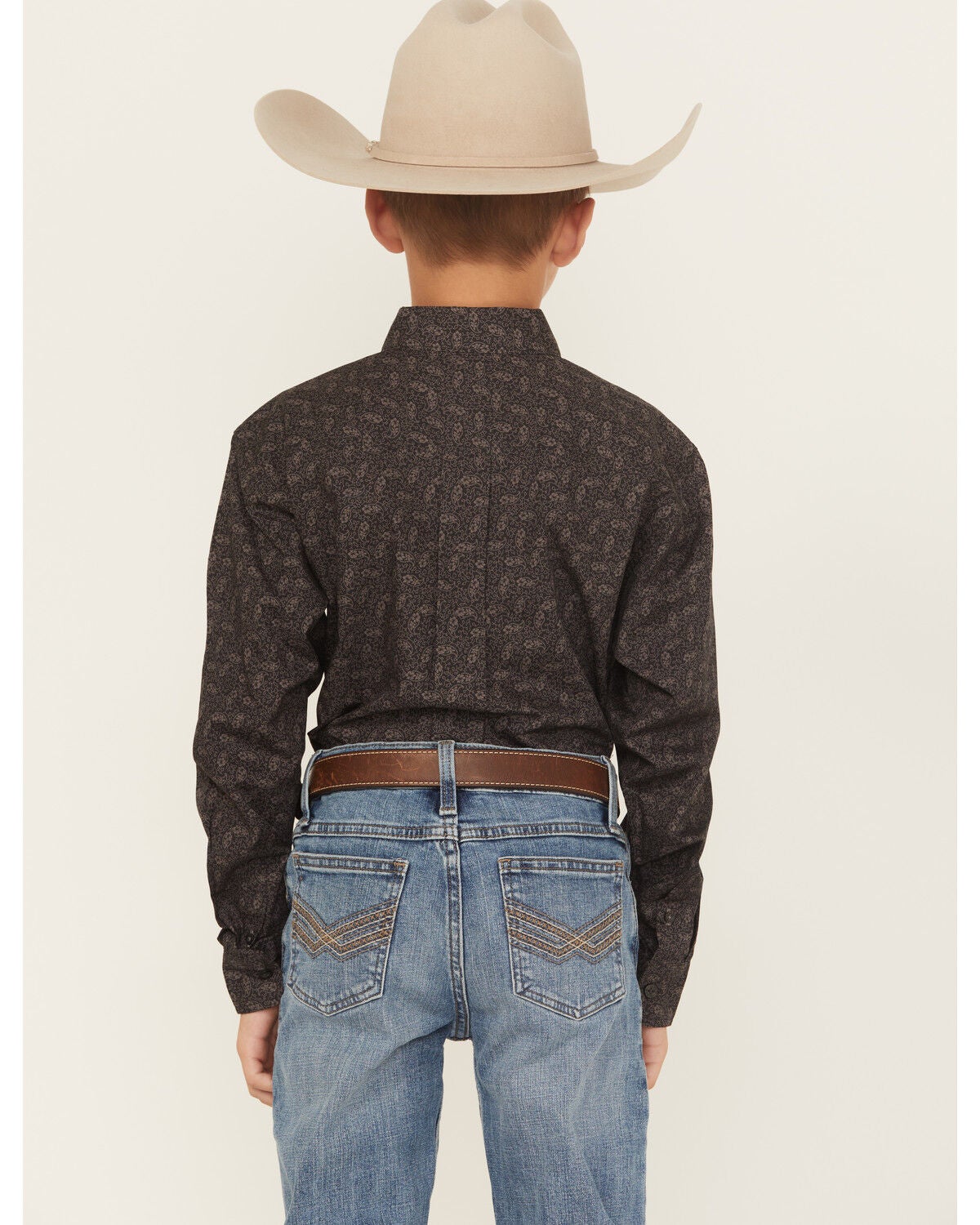 Image #4 - Cinch Boys' Paisley Print Button-Down Western Shirt, Charcoal, hi-res