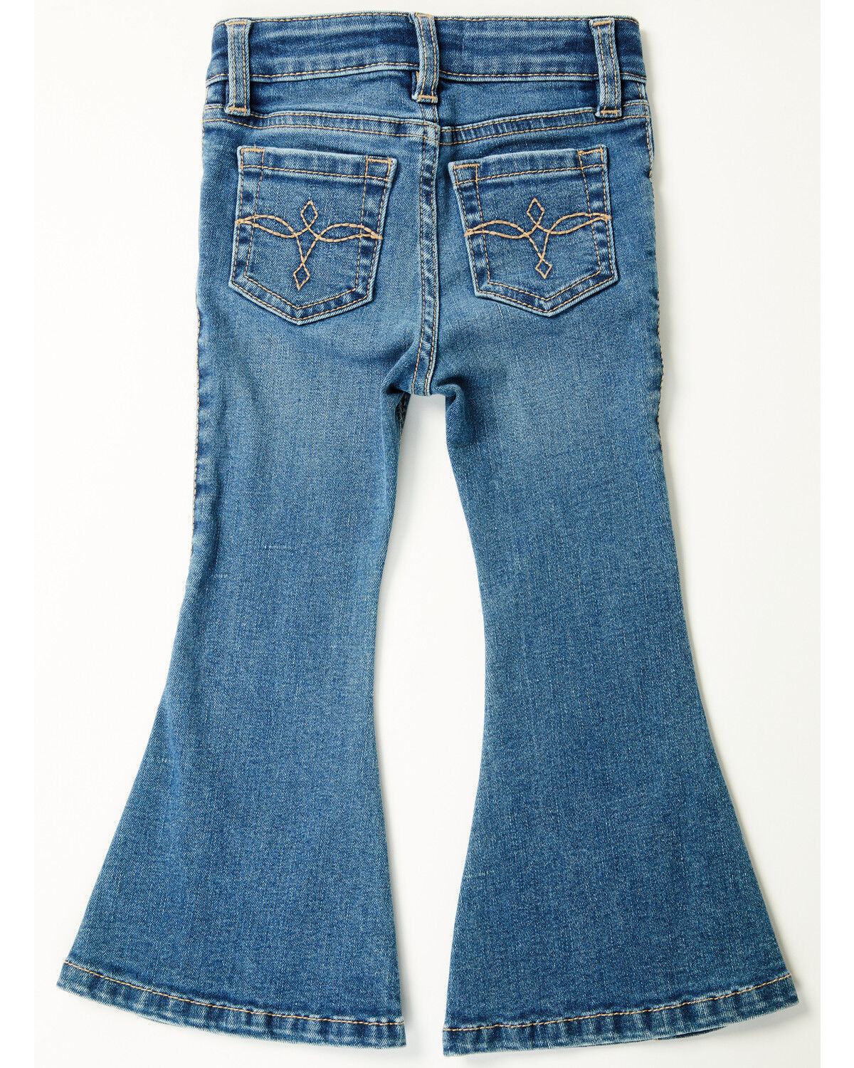 Image #3 - Shyanne Little Toddler Girls' Cimarron Twisted Side Seam Flare Stretch Denim Jeans, Medium Wash, hi-res