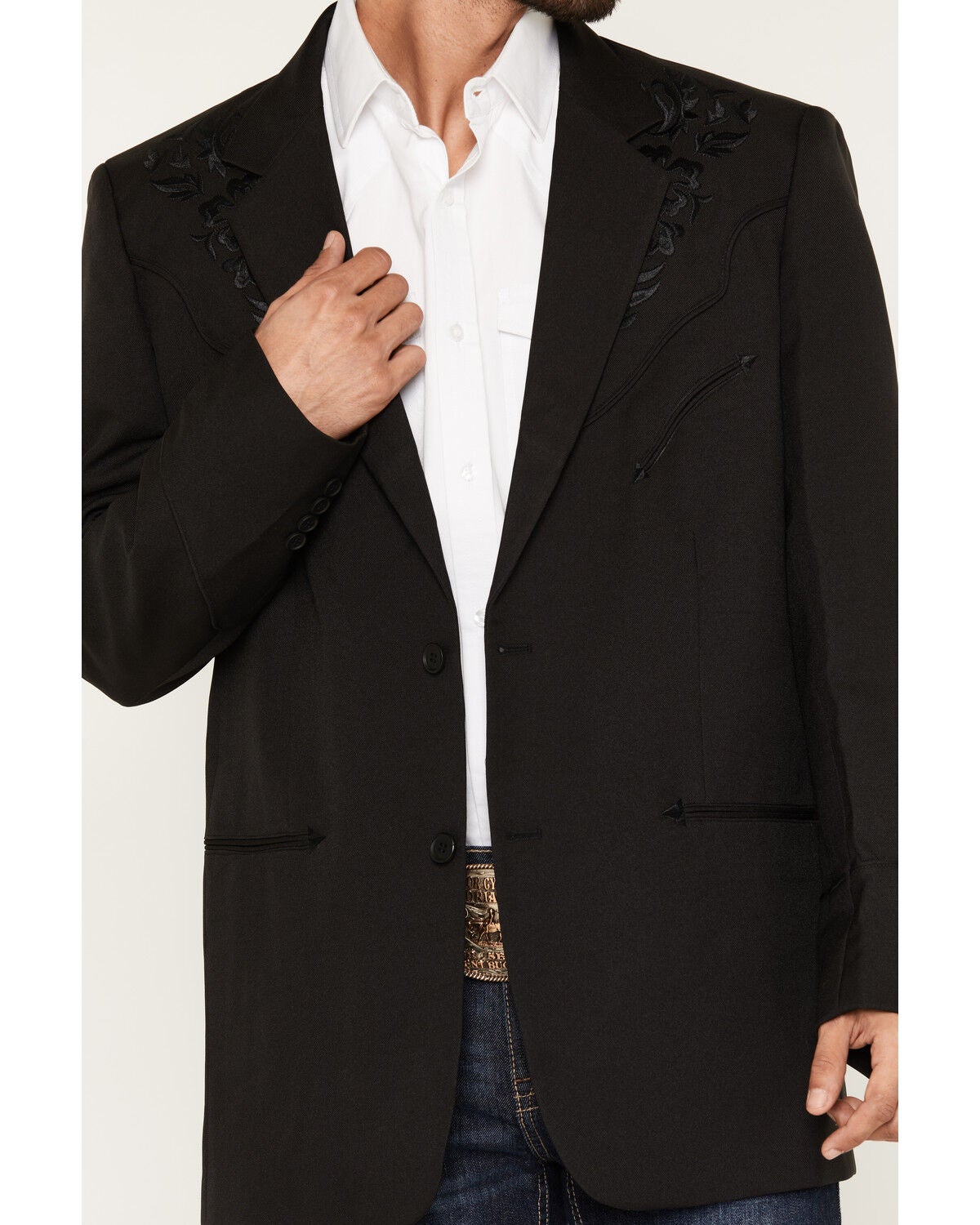 Image #3 - Scully Black Floral Embroidered Western Jacket, Black, hi-res