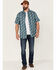 Image #2 - Gibson Men's Saguro Floral Print Short Sleeve Button Down Western Shirt, Light Blue, hi-res