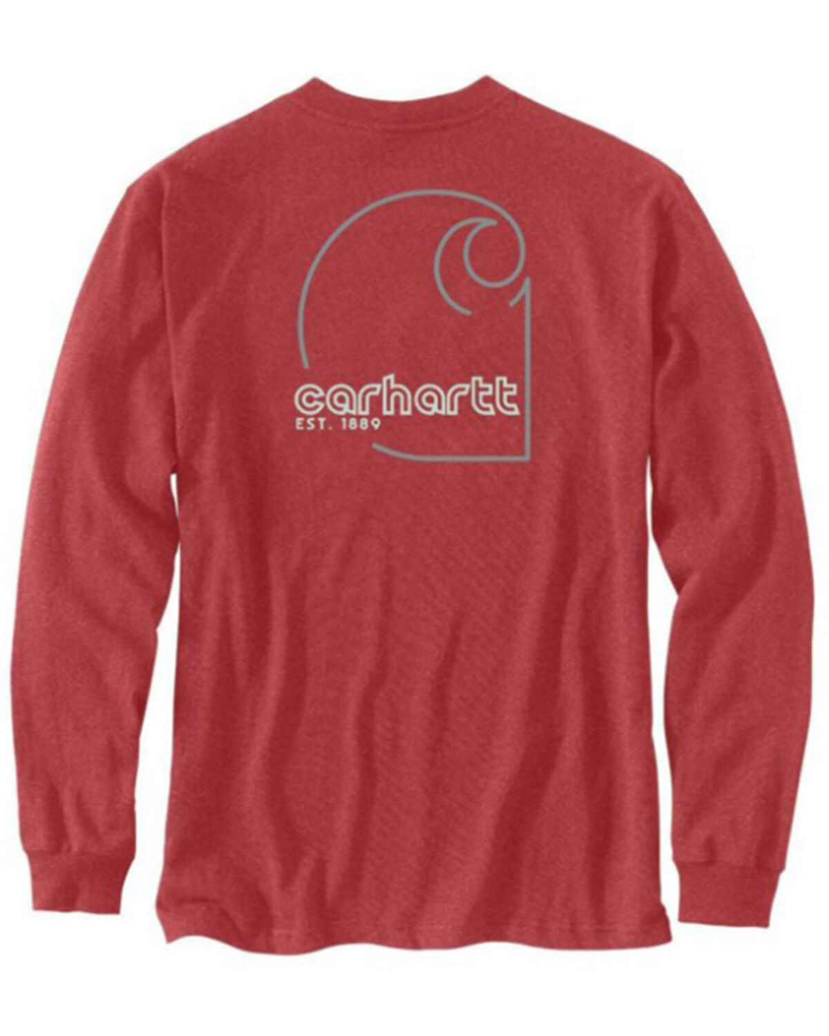 Image #1 - Carhartt Men's Loose Fit Heavyweight Long Sleeve Pocket Graphic T-Shirt, Red, hi-res