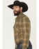 Image #2 - Wrangler Retro Men's Plaid Print Long Sleeve Snap Western Shirt, Green, hi-res
