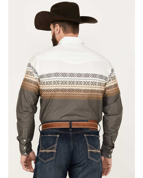 Image #4 - Roper Men's Vintage Border Long Sleeve Western Snap Shirt, Grey, hi-res