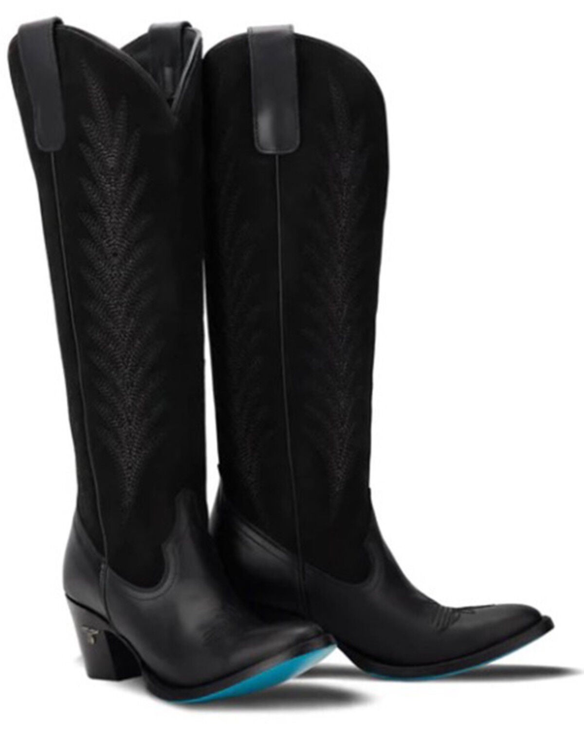 Lane Women's Jentry Suede Knee High Western Boots - Round Toe, Jet Black, hi-res