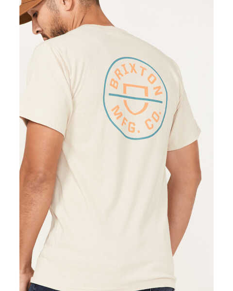 Image #4 - Brixton Men's Crest II Logo T-Shirt, Cream, hi-res