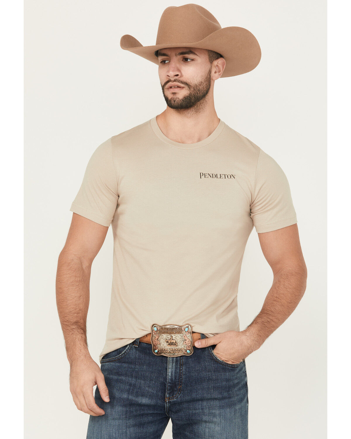 Image #2 - Pendleton Men's Logo Short Sleeve Graphic T-Shirt, Tan, hi-res