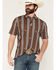 Image #1 - Ferrell Men's Rhett Striped Print Short Sleeve Snap Stretch Polo Shirt, Brown, hi-res