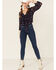 Sadie & Sage Women's Navy Floral Print Blouse, Navy, hi-res