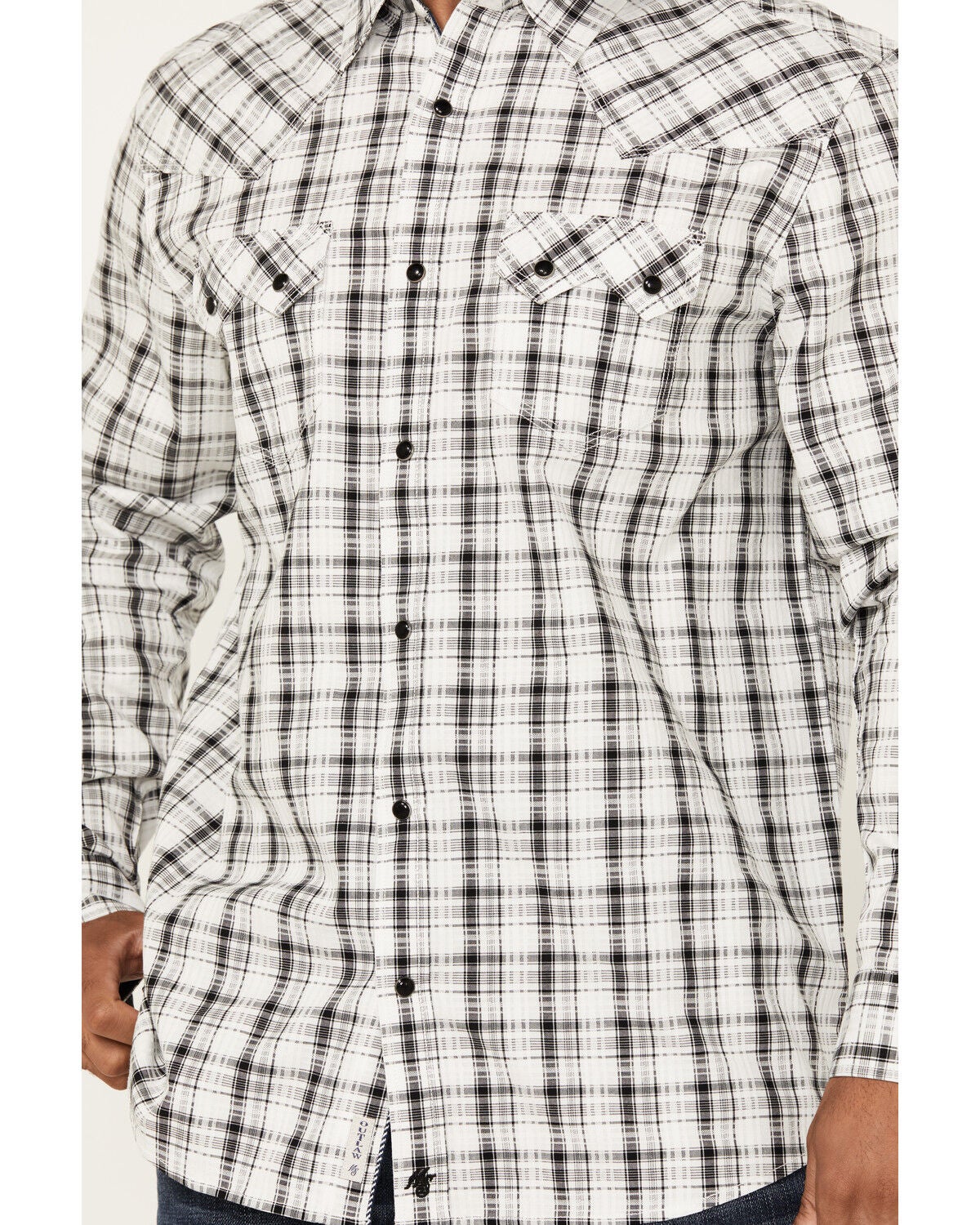 Image #3 - Moonshine Spirit&reg; Men's Traveler Plaid Print Long Sleeve Snap Western Shirt, White, hi-res