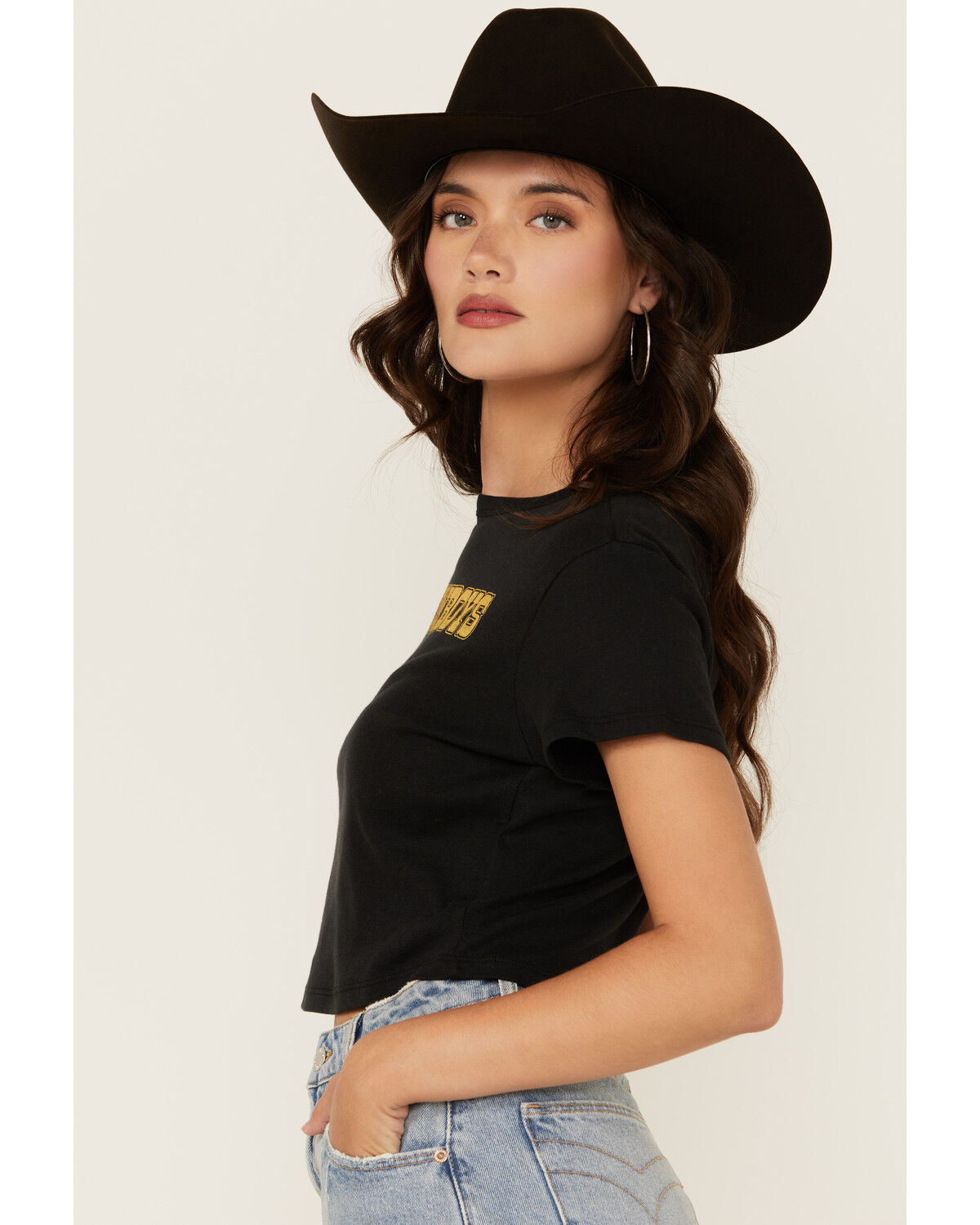 Image #2 - Girl Dangerous Women's I Heart Cowboys Graphic Baby Tee, Black, hi-res