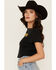 Image #2 - Girl Dangerous Women's I Heart Cowboys Graphic Baby Tee, Black, hi-res