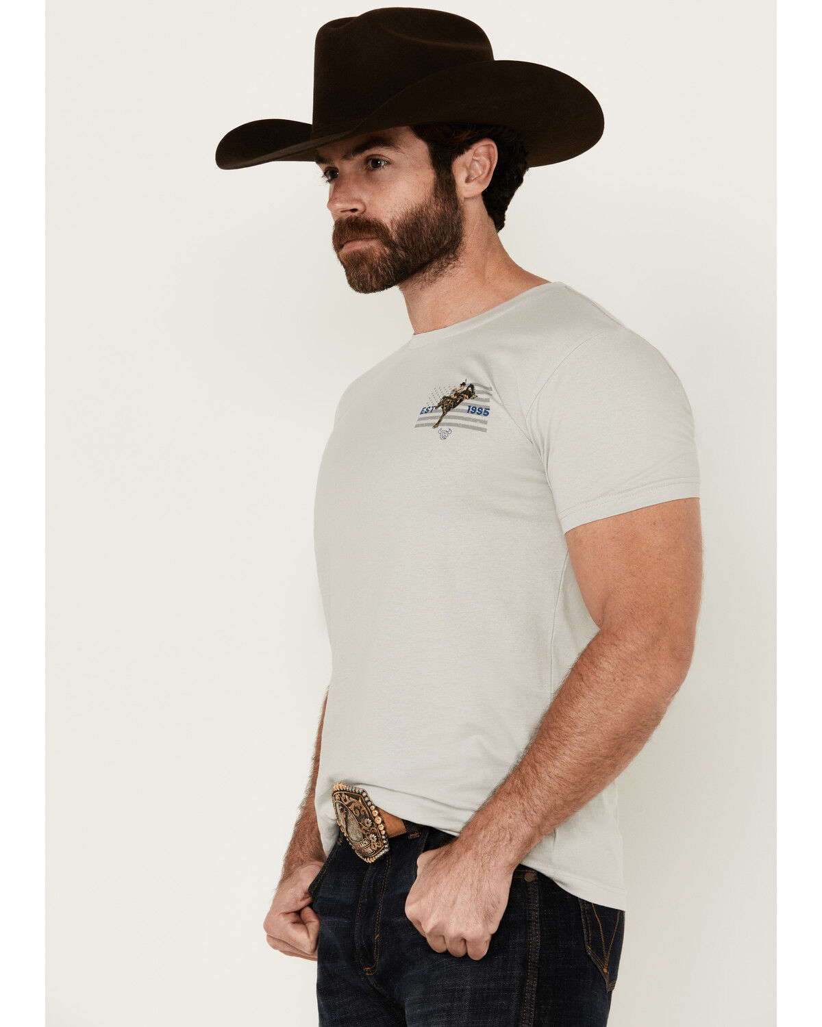 Image #3 - Cowboy Hardware Men's American Made Short Sleeve Graphic T-Shirt, Light Grey, hi-res