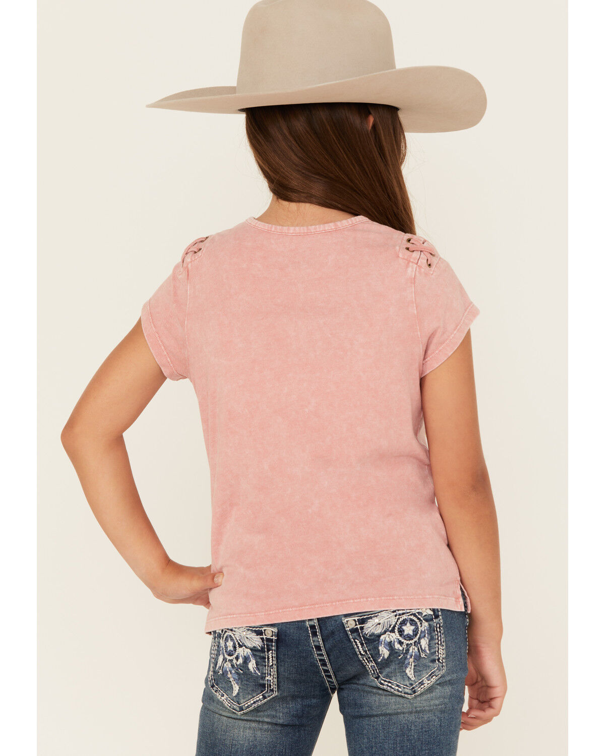 Image #4 - Shyanne Girls' Long Live Cowgirls Short Sleeve Graphic Tee, Pink, hi-res