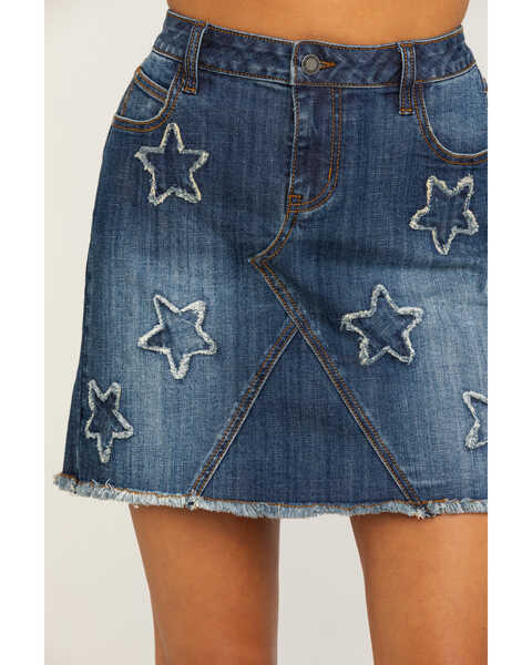 Stetson Women's Star Denim Skirt, Blue, hi-res