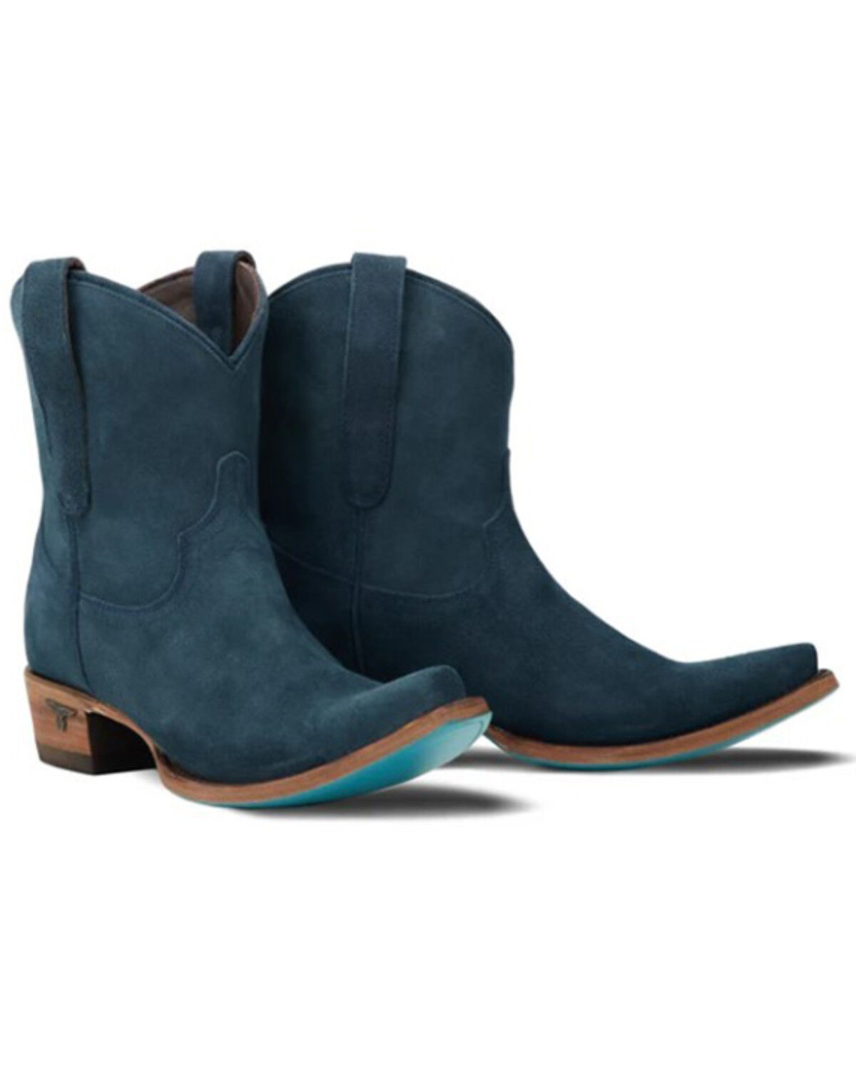 Image #1 - Lane Women's Emma Jane Suede Western Booties - Snip Toe, Navy, hi-res