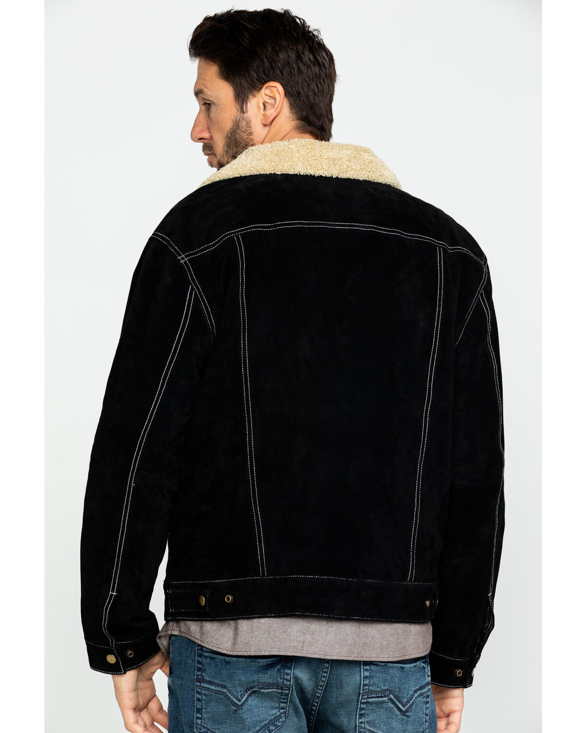 Image #2 - Scully Men's Boar Suede Jean Jacket, Black, hi-res
