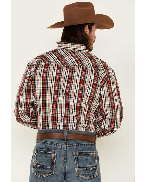 Image #4 - Cowboy Hardware Men's Rancher Plaid Long Sleeve Snap Western Shirt , Red, hi-res