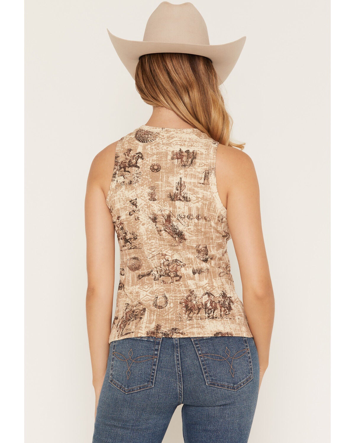 Image #4 - Shyanne Women's Oakhurst Conversation Print Tank Top, Beige, hi-res