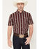 Image #1 - Ferrell Men's Tucker Tek Striped Short Sleeve Pearl Snap Stretch Western Shirt, Burgundy, hi-res