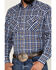 Image #3 - Ely Walker Men's Plaid Print Long Sleeve Pearl Snap Western Shirt, Navy, hi-res