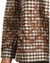 Young Essence Women's Off The Shoulder Embroidered Gingham Top, Brown, hi-res