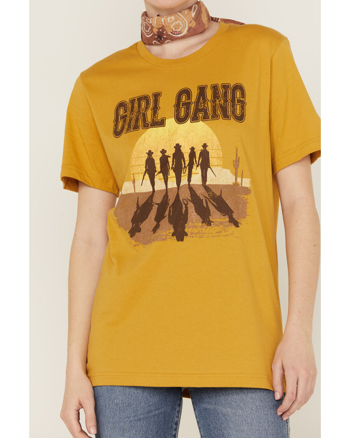 Image #2 - Goodie Two Sleeves Women's Girl Gang Sunset Mustard Tee, , hi-res