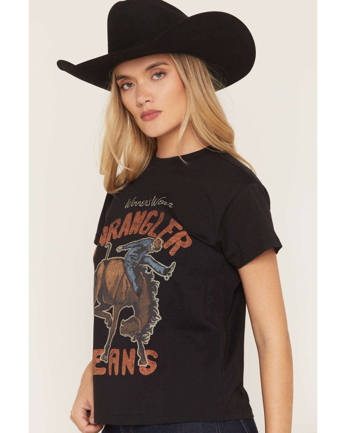 Image #2 - Wrangler Retro Women's Vintage Bucking Horse Short Sleeve Graphic Tee, Black, hi-res