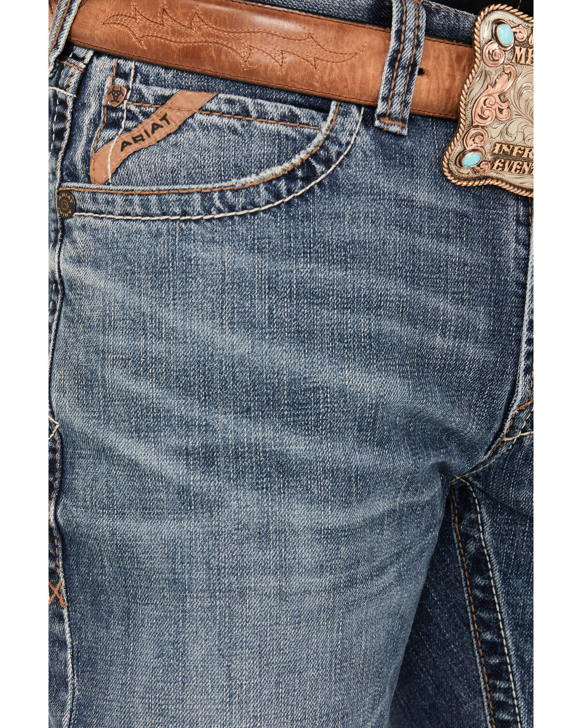 Image #2 - Ariat Men's M5 Weatherford Smokey Medium Wash Straight Rigid Denim Jeans, Medium Wash, hi-res