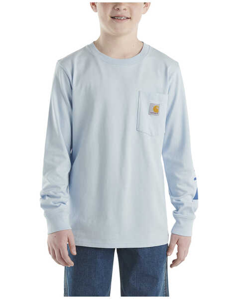 Image #1 - Carhartt Toddler Boys' Long Sleeve Pocket T-Shirt , Blue, hi-res
