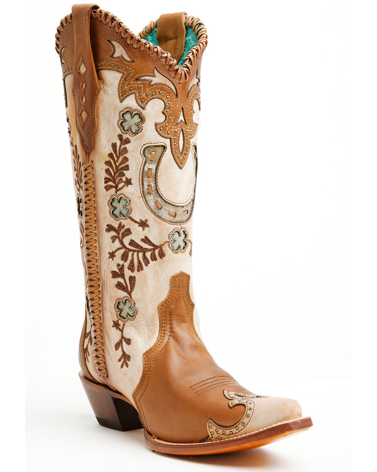 Corral Women's Honey Horseshoe Overlay Western Boots - Snip Toe, Honey, hi-res